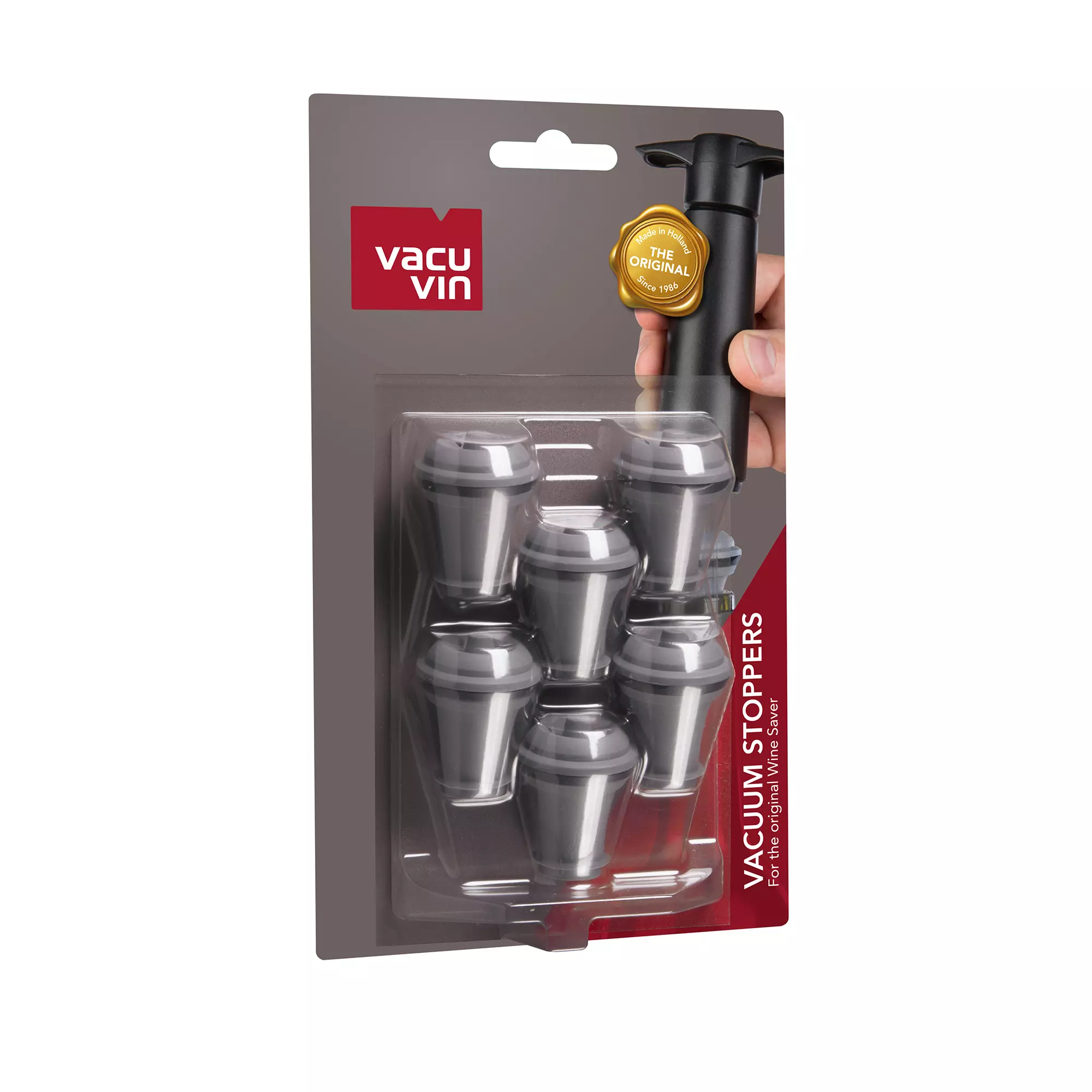 Vacu Vin Wijnstopper Vacuum Wine Stopper - Grijs - 6 Stuks 4 Vacu Vin Wijnstopper Vacuum Wine Stopper - Grijs - 6 Stuks - Afbeelding 4