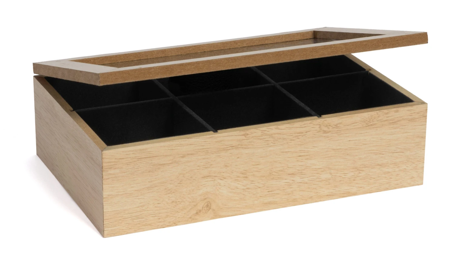 Sakura Tea Theedoos - Hout - 6-vaks - Met Fluweel - 24 X 16 Cm 1 Sakura Tea Theedoos - Hout - 6-vaks - Met Fluweel - 24 X 16 Cm