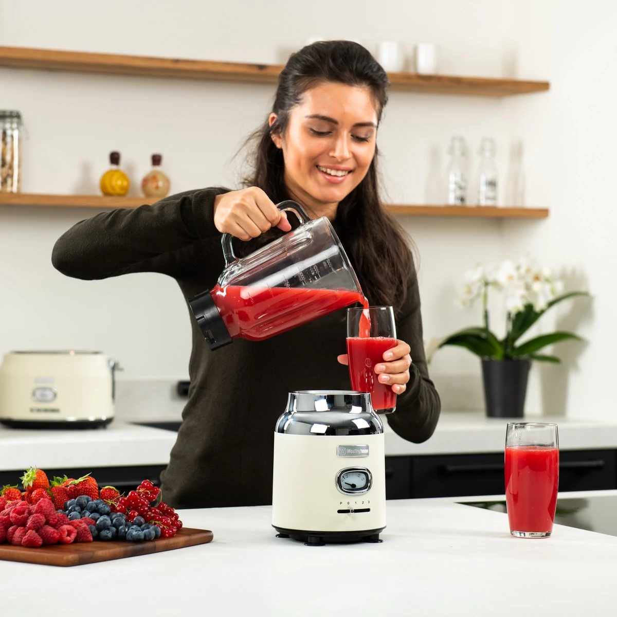 Westinghouse Retro Waterkoker + Broodrooster 2 Sleuven + Blender - Wit 8 Westinghouse Retro Waterkoker + Broodrooster 2 Sleuven + Blender - Wit - Afbeelding 8