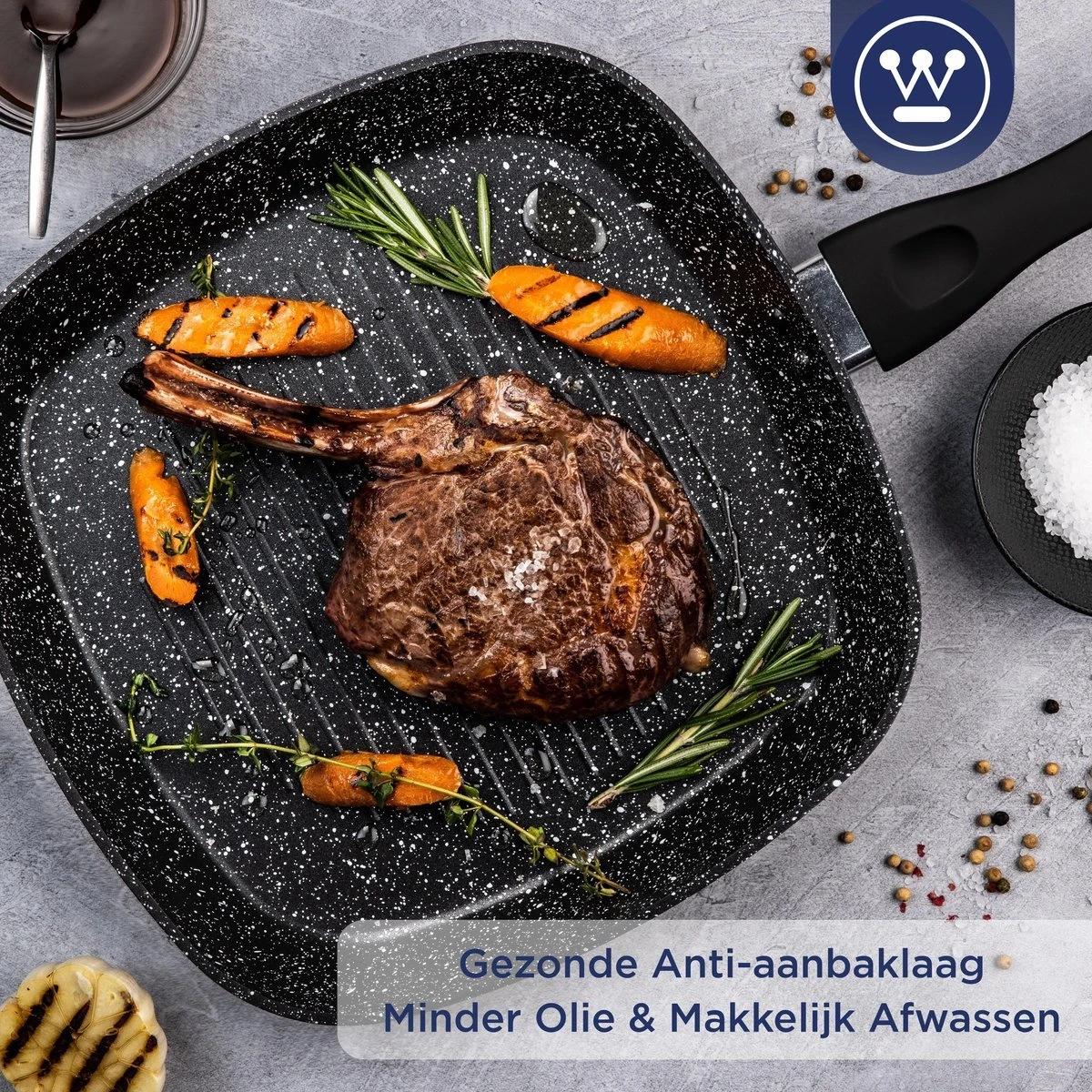 Westinghouse Pannenset Black Marble (Grillpan 28 Cm + Wokpan ø 30 Cm) - Inductie En Alle Andere Warmtebronnen 4 Westinghouse Pannenset Black Marble (Grillpan 28 Cm + Wokpan ø 30 Cm) - Inductie En Alle Andere Warmtebronnen - Afbeelding 4