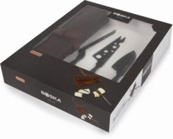 Boska Kaasmessenset Monaco+ Zwart - Met Lederen Hoes 15 Boska Kaasmessenset Monaco+ Zwart - Met Lederen Hoes -Alessi Verkoopwinkel 307089 Cheese Set Monaco Black verpakking