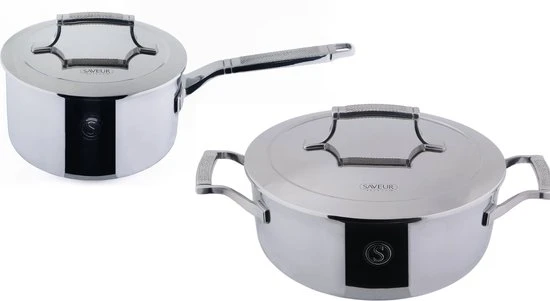 Saveur Selects Pannenset Voyage Series (Kookpan ø 25 Cm + Steelpan ø 20 Cm) - TriPly RVS - Inductie En Alle Andere Warmtebronnen 1 Saveur Selects Pannenset Voyage Series (Kookpan ø 25 Cm + Steelpan ø 20 Cm) - TriPly RVS - Inductie En Alle Andere Warmtebronnen