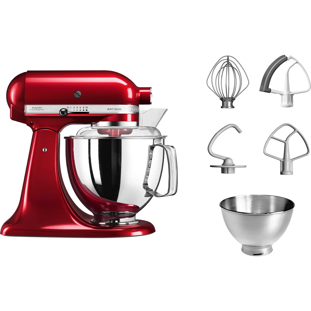 KitchenAid Keukenmachine Artisan - Kantelbare Kop - Appelrood - 4.8 Liter - 5KSM175PSEAC 2 KitchenAid Keukenmachine Artisan - Kantelbare Kop - Appelrood - 4.8 Liter - 5KSM175PSEAC - Afbeelding 2