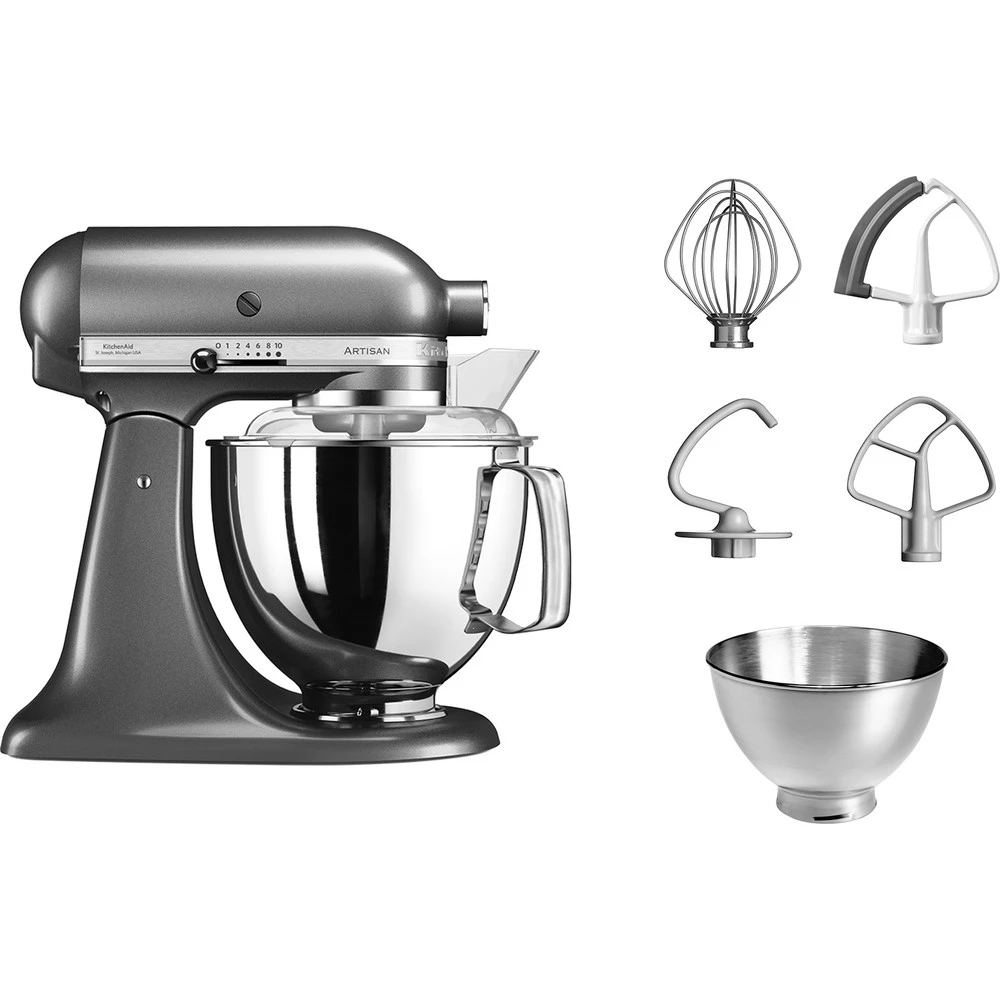 KitchenAid Keukenmachine Artisan - Kantelbare Kop - Tingrijs - 4.8 Liter - 5KSM175PSEMS 2 KitchenAid Keukenmachine Artisan - Kantelbare Kop - Tingrijs - 4.8 Liter - 5KSM175PSEMS - Afbeelding 2