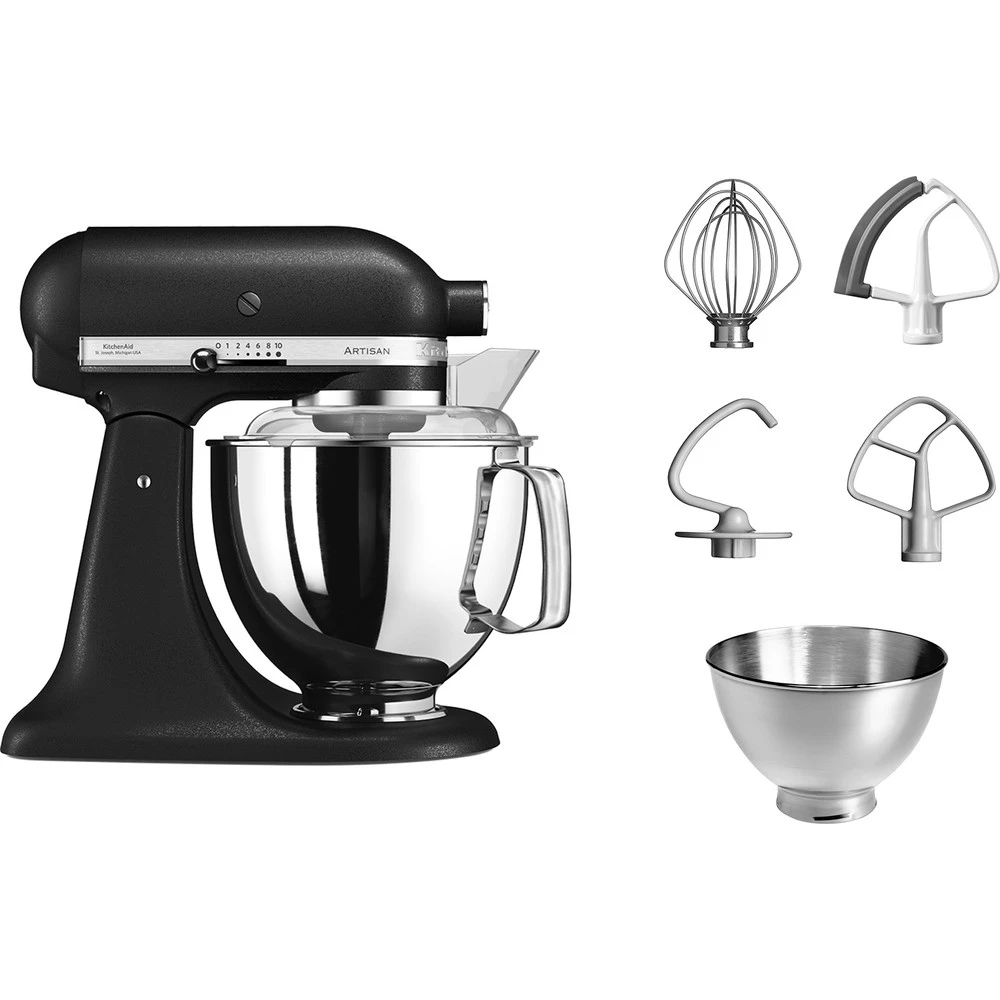 KitchenAid Keukenmachine Artisan - Kantelbare Kop - Vulkaanzwart - 4.8 Liter - 5KSM175PSEBK 2 KitchenAid Keukenmachine Artisan - Kantelbare Kop - Vulkaanzwart - 4.8 Liter - 5KSM175PSEBK - Afbeelding 2
