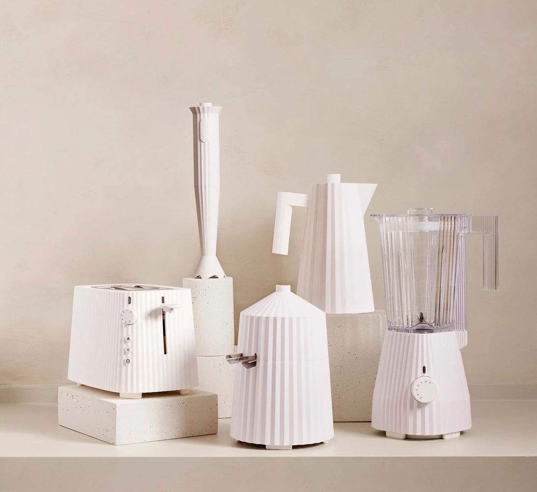 Alessi Broodrooster Plissé + Alessi Tostiklemmen Plissé - Wit - Michele De Lucchi 2 Alessi Broodrooster Plissé + Alessi Tostiklemmen Plissé - Wit - Michele De Lucchi - Afbeelding 2