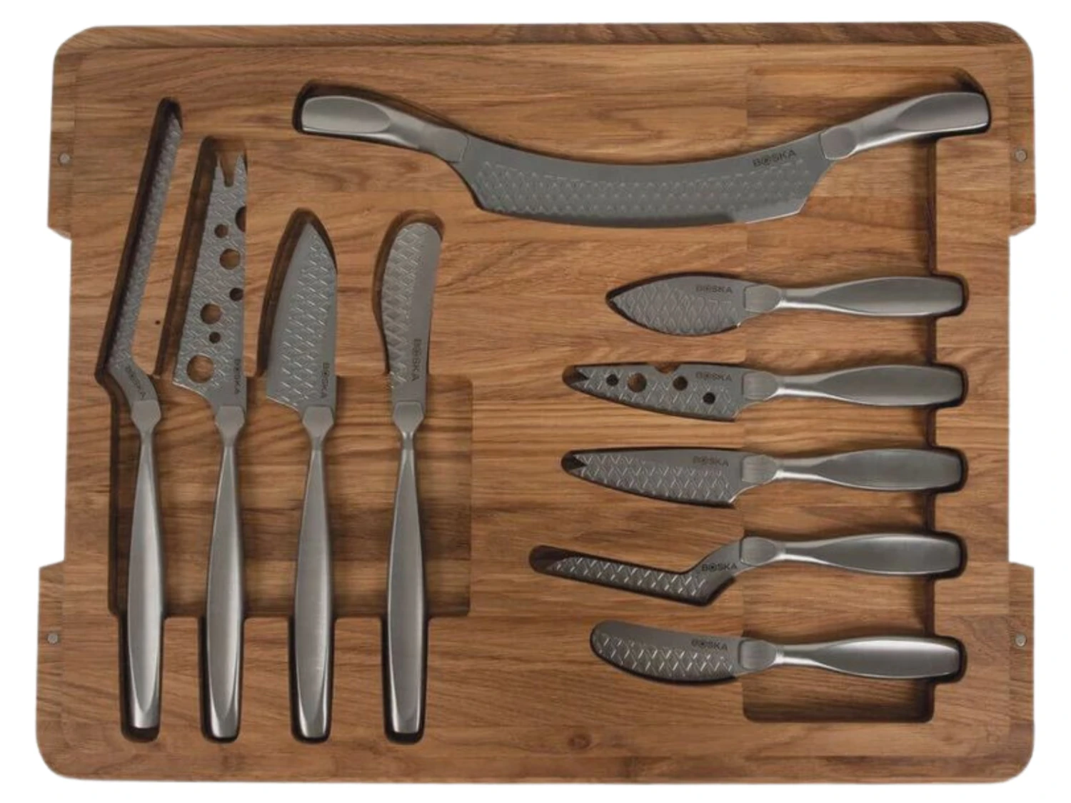 Boska Kaasset Ultimate Monaco+ (Eikenhouten Serveerplank & 10 RVS Kaasmessen) - 11 Delige Set 2 Boska Kaasset Ultimate Monaco+ (Eikenhouten Serveerplank & 10 RVS Kaasmessen) - 11 Delige Set - Afbeelding 2