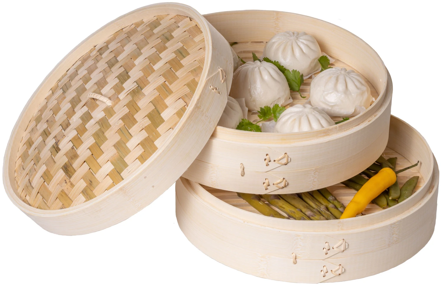 Sareva Stoommandje - Bamboe - 2-laags - ø 30 Cm 1 Sareva Stoommandje - Bamboe - 2-laags - ø 30 Cm