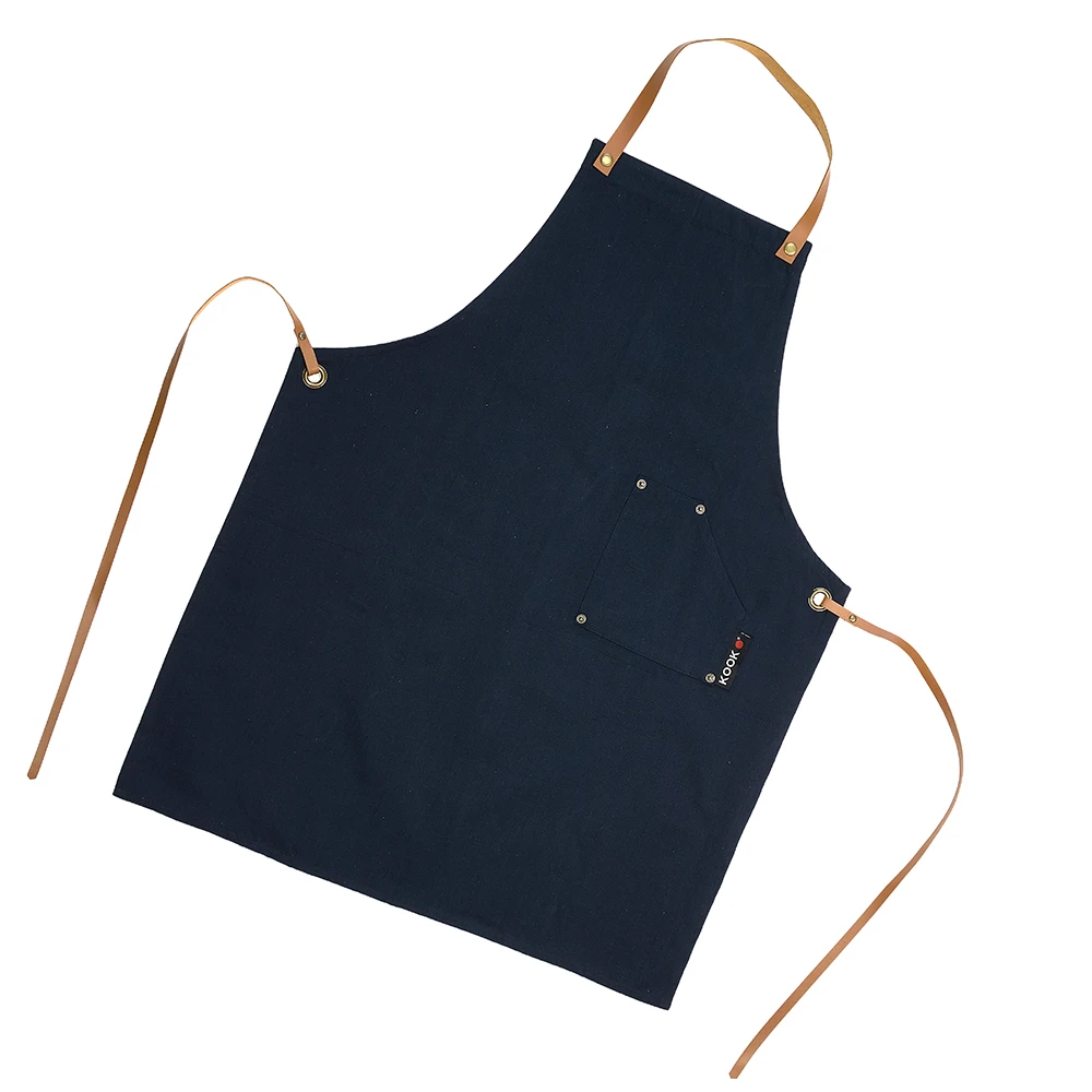 KOOK Keukenschort Recycled Donkerblauw 90 X 70 Cm 1 KOOK Keukenschort Recycled Donkerblauw 90 X 70 Cm