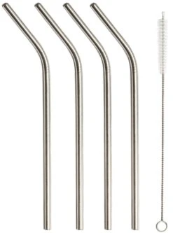 Sareva Herbruikbare Rietjes - Met Borstel - RVS - Gebogen - 4 Stuks 12 Sareva Herbruikbare Rietjes - Met Borstel - RVS - Gebogen - 4 Stuks -Alessi Verkoopwinkel Sareva Rietjes gebogen RVS