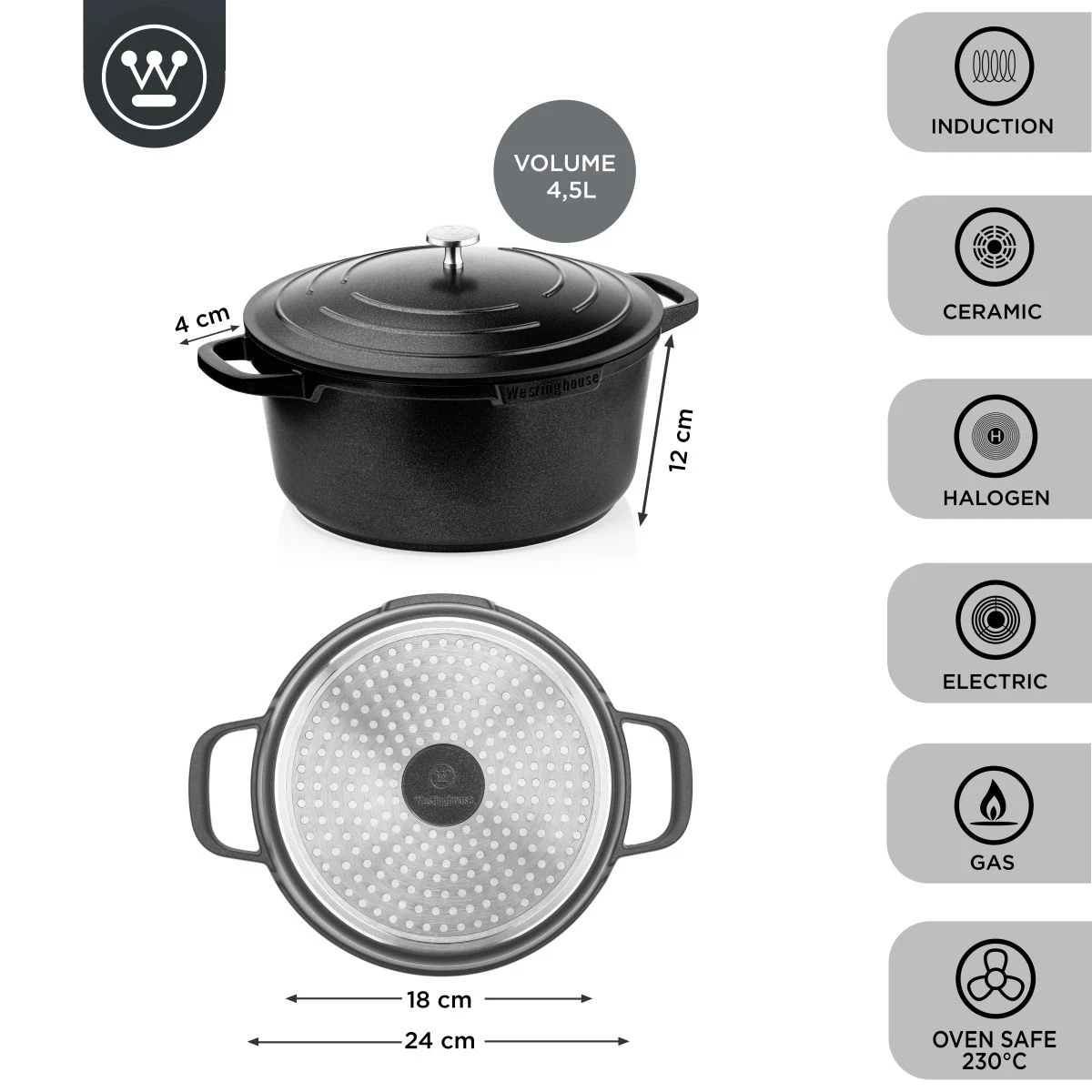 Westinghouse Braadpan Performance - Blissful Black - ø 28 Cm / 6.7 Liter 5 Westinghouse Braadpan Performance - Blissful Black - ø 28 Cm / 6.7 Liter - Afbeelding 5