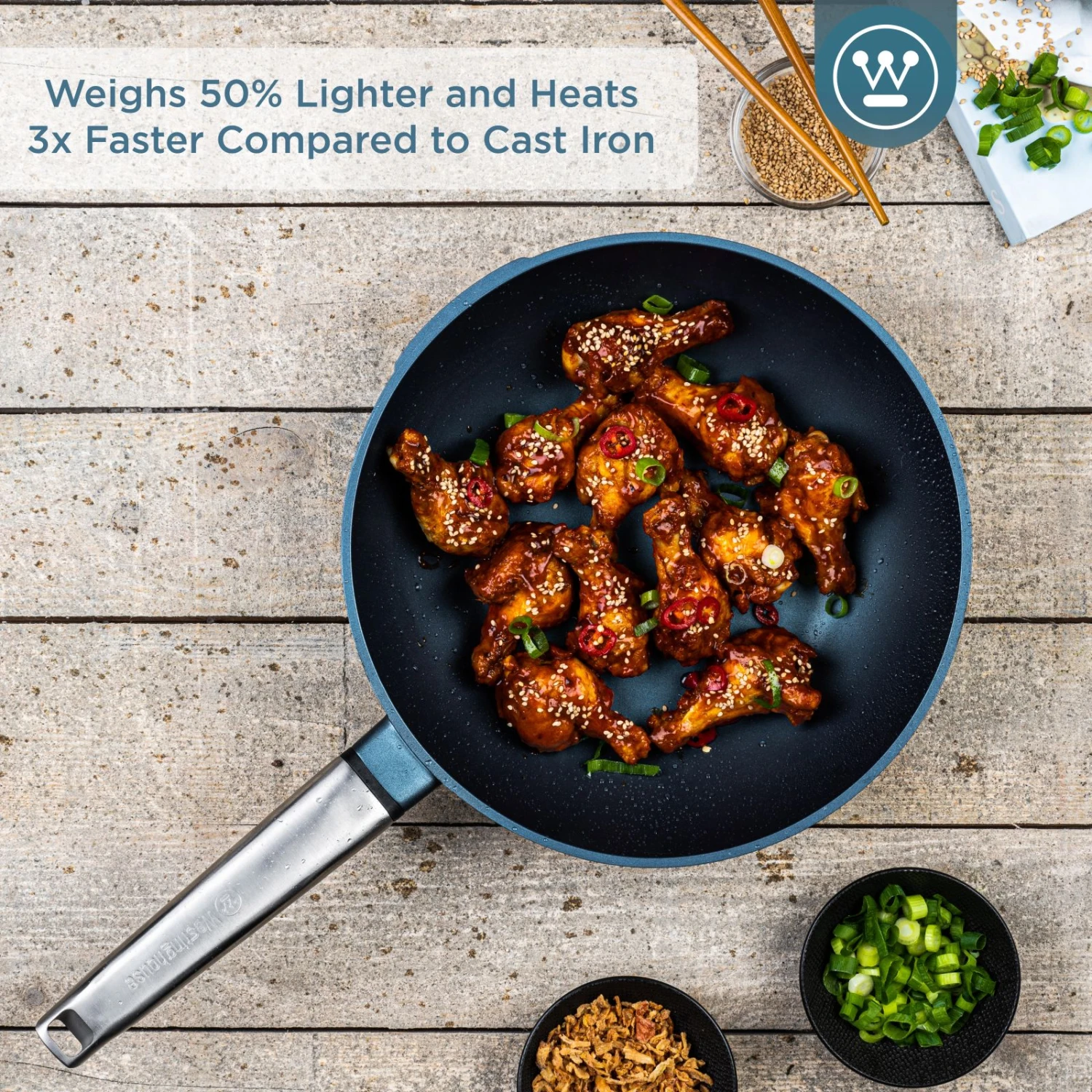 Westinghouse Wokpan Performance - Bravery Blue - ø 28 Cm - Standaard Anti-aanbaklaag 13 Westinghouse Wokpan Performance - Bravery Blue - ø 28 Cm - Standaard Anti-aanbaklaag - Afbeelding 13