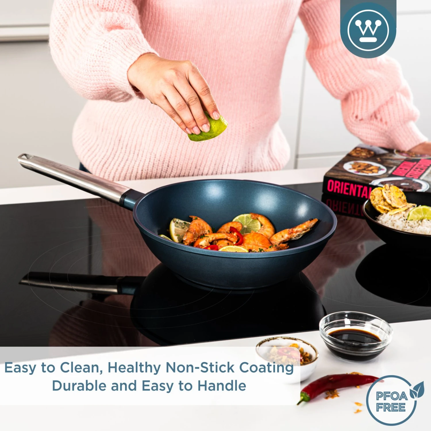 Westinghouse Wokpan Performance - Bravery Blue - ø 28 Cm - Standaard Anti-aanbaklaag 12 Westinghouse Wokpan Performance - Bravery Blue - ø 28 Cm - Standaard Anti-aanbaklaag - Afbeelding 12