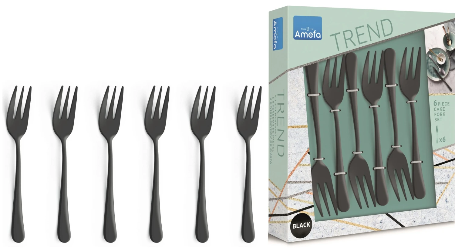 Amefa Gebaksvorkjes Austin - Vintage Zwart - 6 Stuks 1 Amefa Gebaksvorkjes Austin - Vintage Zwart - 6 Stuks