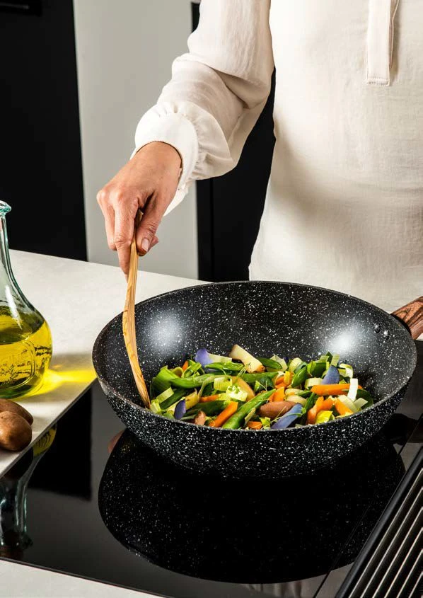 Westinghouse Wokpan Marble Wood - ø 30 Cm - Standaard Anti-aanbaklaag 2 Westinghouse Wokpan Marble Wood - ø 30 Cm - Standaard Anti-aanbaklaag - Afbeelding 2