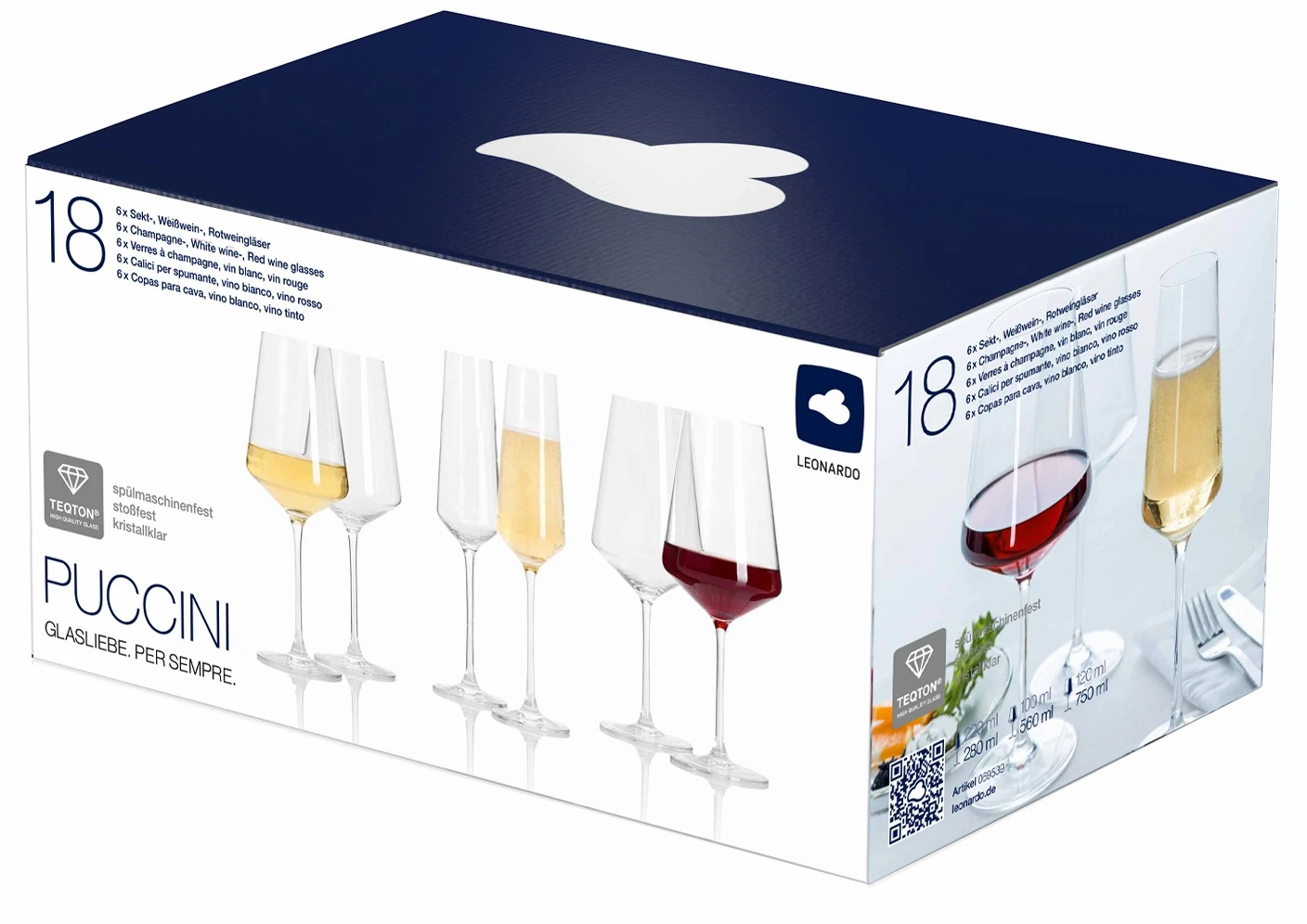 Leonardo Wijnglazenset Puccini (Rode Wijnglazen & Witte Wijnglazen & Champagneglazen) - 18 Delige Set 6 Leonardo Wijnglazenset Puccini (Rode Wijnglazen & Witte Wijnglazen & Champagneglazen) - 18 Delige Set - Afbeelding 6